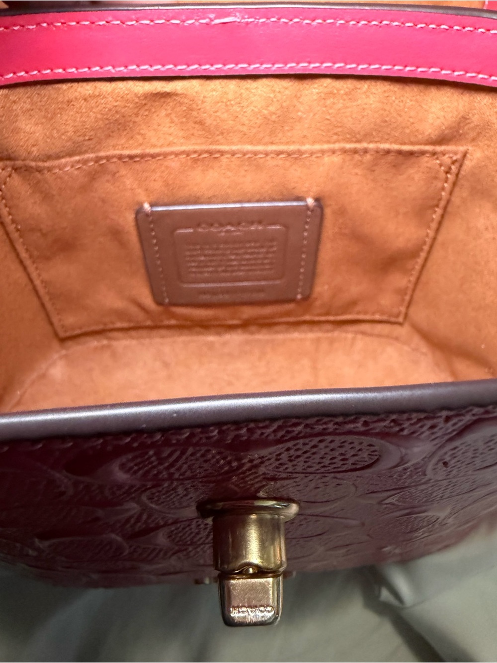 Coach Hot Pink Signature Embossed Mini Top-Handle Bag - Picture 8 of 11
